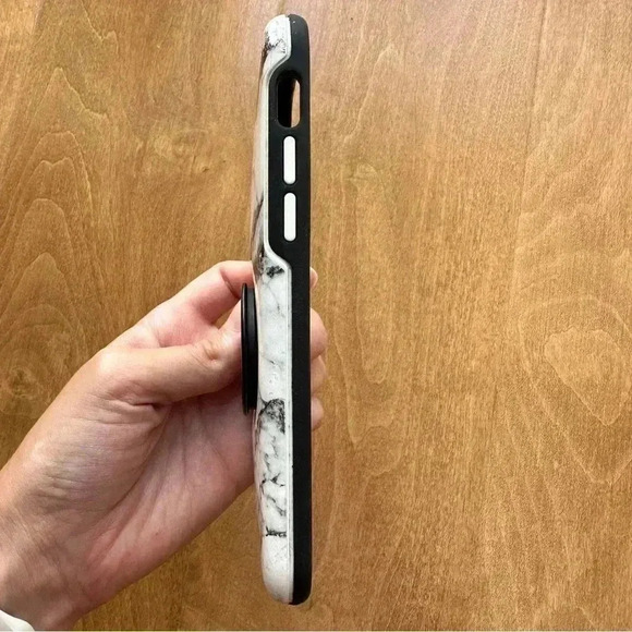 OtterBox x PopSocket iPhone 9 Pro Phone Case, Marble Pattern, Black/White - Picture 13 of 15